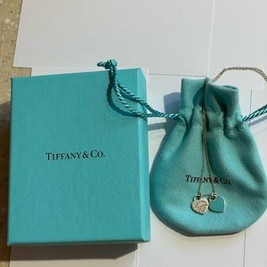 Tiffany Blue Double Heart Tag Pendent Necklace